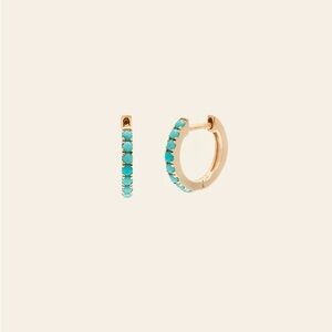 Mejuri Gold and Turquoise Hoop Earrings